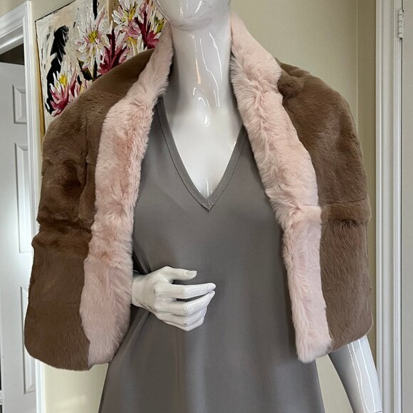 MaxMara Rabbit Fur Scarf - Blush Pink and Light Tan Colour - Authentic - Picture 9 of 16